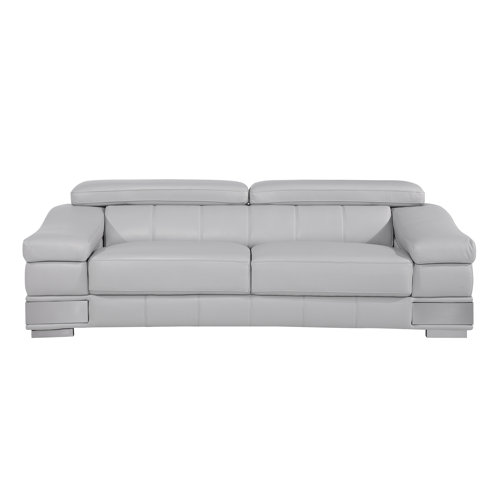 Orren Ellis Aiela 92" Genuine Leather Pillow Top Arm Sofa & Reviews